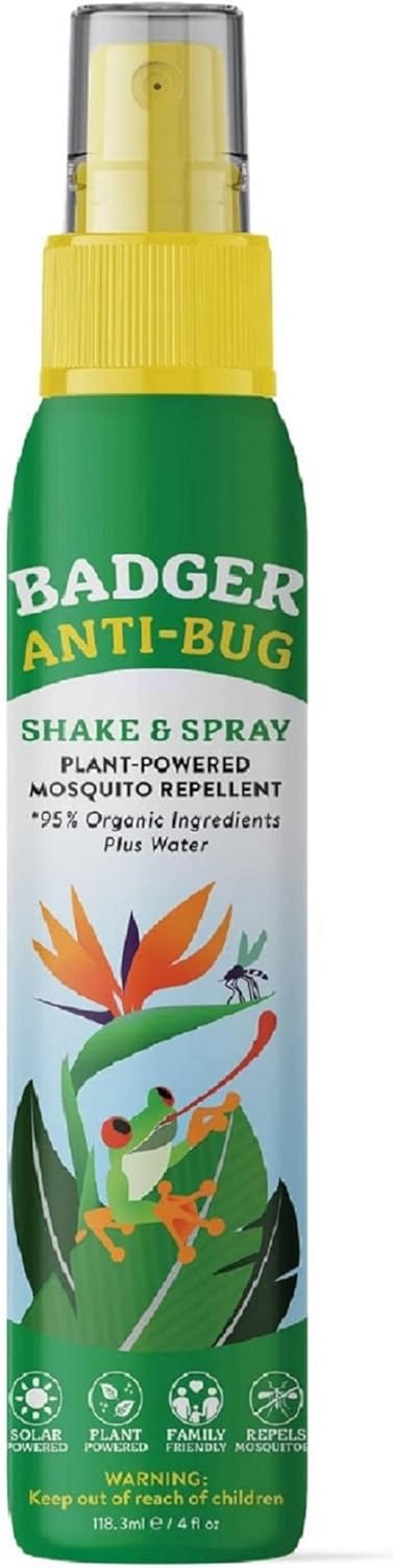 Badger Bug Spray, Family Friendly All Natural Mosquito Repellent w/Organic Essential Oils, Great Smelling Citronella Spray, Effective for 3 Hours,...