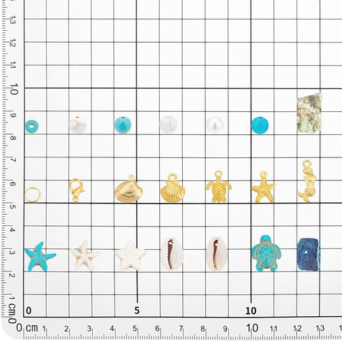 PH PandaHall 357pcs Starfish Shell Beads Ocean Jewelry Making 20g Seashells Synthetic Turquoise Beads Turtle Mermaid Charms Cowrie Shell Beads for...