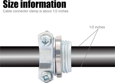 12pcs 1/2Inch Clamp Type Cable Connectors for Metallic Conduit Protect Cables Silver-Zinc...
