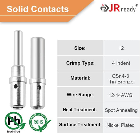 JRready ST6139 DTP Connector Kit 2 4 Pin, Gray IP67 Waterproof Electrical Connectors Plug with Solid Terminals Pin Sockets Current Rating 25 Amps(...