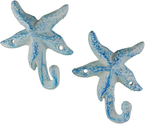 Iron Starfish Hook, Set of 2, Light Blue...