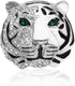 Rhinestone Tiger Head Brooch Pins.Gold Silver Animal Lapel Pin,Charm Lion Coat Collar Brooch for Men Suit Pin...