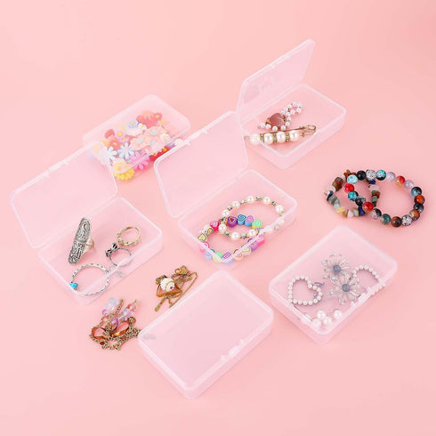 Small Plastic Boxes with Hinged Lids 8 PCS Mini Storage Containers Box with Lid 3.7 x 2.6 Inches Clear Rectangle Box for Collecting Items Lash Sti...