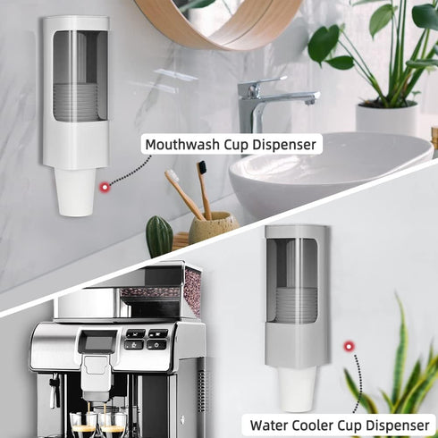 Cup Dispenser, Pull Type Water Cooler Cup Holder Fit 3oz-5oz Small Cups, Wall Mount Bathroom Disposable Mouthwash Cups Dispenser with Paste for Ho...