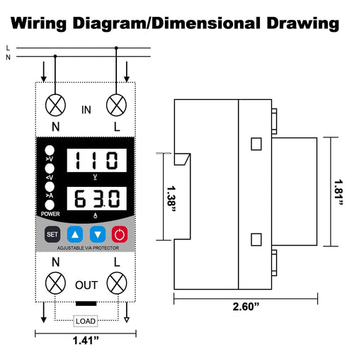 Smart Circuit Breaker with Energy Monitoring, Adjustable Voltage and Current Protection (1-63 Amp),AC Disconnect Current Adjustable Voltage Protec...