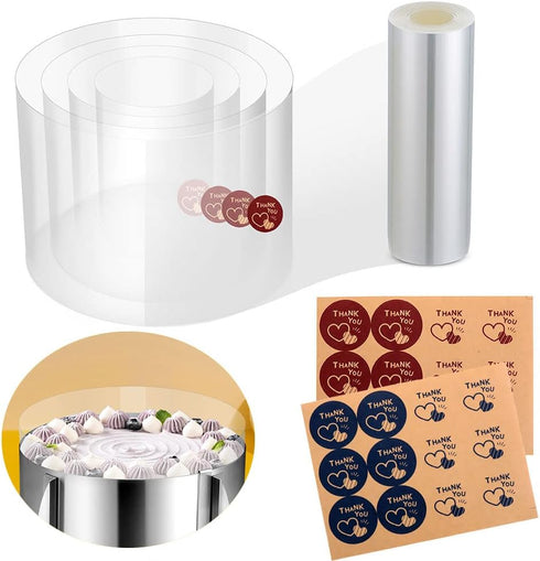 Cake Collar 4 Inch x 394inch Clear Cake Acetate Roll, Transparent Mousse Cake Collars Acetate Sheets for Baking, Surrounding Edge Decorating + Bon...