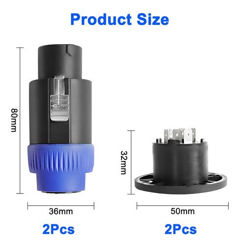 MEIRIYFA 8 Pole Speakon Connector Plug,NL4 Speak-On 8 Pin Male Audio Speaker Twist Lock Plugs and Female Panel Mount Plug Adapter for NL8FC, NL8FX...
