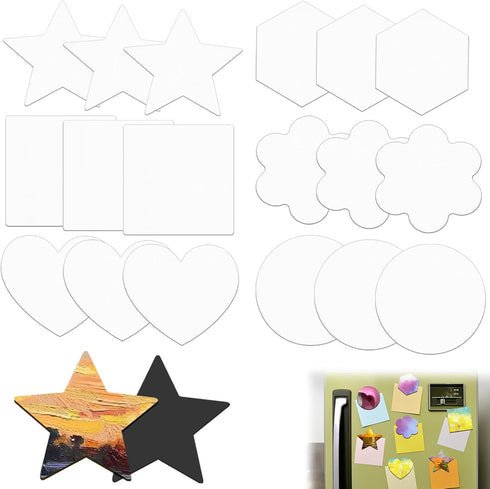 18Pcs Magnetic Canvas Boards for Painting, Mini Canvas Painting Supplies Magnetic Small Canvases for Painting Tools, Suitable for Refrigerator Dec...