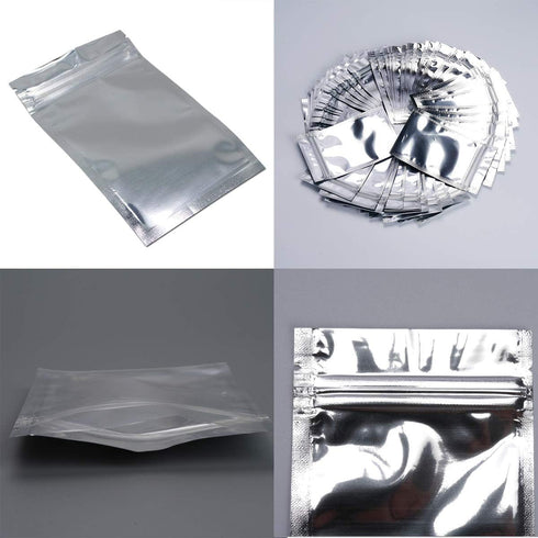 50 Pack Mylar Bags - 5.5x7.8 Inch Resealable Clear Zip Lock Food Storage Bags, Food Safe Plastic Aluminum Material - Silver...