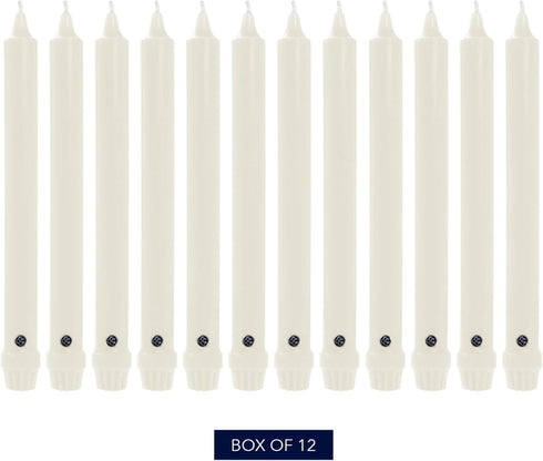 Colonial Candle Unscented Taper Candle, Classic Collection, White, 10 In, Pack of 12 - Up to 8 Hours Burn...
