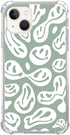 Aesthetic Sage Green Trippy Smile Face Case Compatible with iPhone 14 Plus, Cute Pastel Smile Face Case for iPhone 14 Plus for Teens Women Men, Tr...