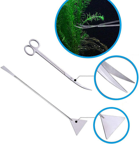 15in Aquascape Tools, 4 in 1 Long Aquarium Tweezers Scissors Spatula, Stainless Steel Aquatic Plants Aquascaping Tools Set for Fish Starter Kits, ...