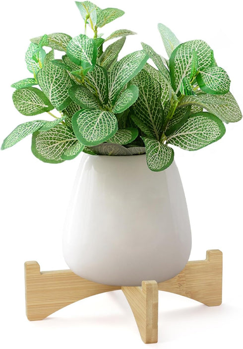 Bamboo Plant Stand Indoor Outdoor, Wooden Flower Pot Stand Fit 6 Inch Pots, Modern Planter Stand, Single Plant Holder Riser Rack Shelf for Patio H...