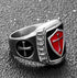 Men's Stainless Steel Ring Knight ring Templar Ring biker Crusader Cross masonic Red Size 10...