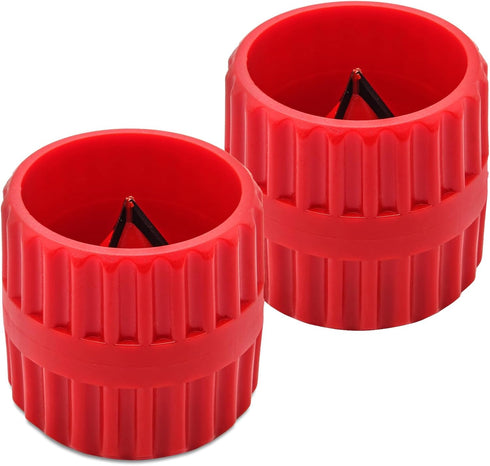 2 Pcs Inner-Outer Reamer Pipe and Tube Deburring Reamer Tubing Chamfer Tool for 3/16" to 1-1/2" PVC PPR Copper & Brass & Aluminum Tubes, Red...