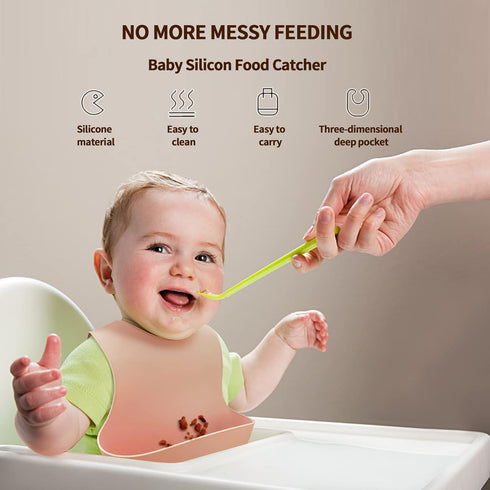 Maveek 2 Pack Baby Silicone Feeding Bibs Waterproof for Newborn Eating Unisex Toddler Bibs Boys & Girls 4 Months Food Catcher...