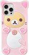 3D Cute Cartoon Bear Phone Case for iPhone 14 Pro Max - Fashionable and Stylish - Funny Pink Bear Design - Soft TPU Protective Case - Kawaii Silic...