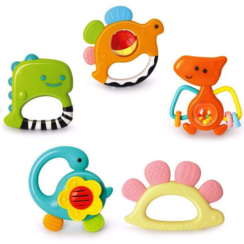 Baby Rattles Sets Teether, Shaker, Grab and Spin Rattle, Musical Toy Set, Early Educational Toys Gifts for 3, 6, 9, 12 Month Baby Infant, Newborn...