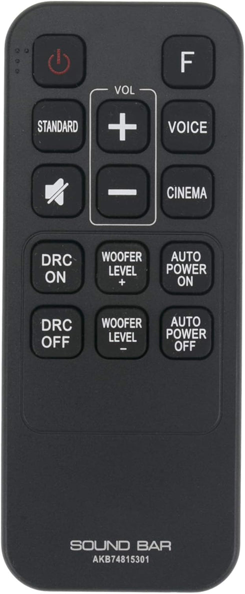 AKB74815301 Replacement Remote Control Compatible with LG Sound Bar LAS454B S55A3-D LAS453B SH3B SPH3B-W SH3K SJ4Y SPH4B-W S45A1-D AKB74815311 LAS...