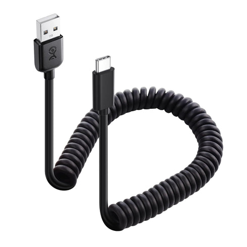 Cable Matters USB to USB C Coiled Cable with 3A/15W Fast Charging 1-4 Feet, Support Apple CarPlay, Android Auto, Coiled USB A to USB C Cable, for ...