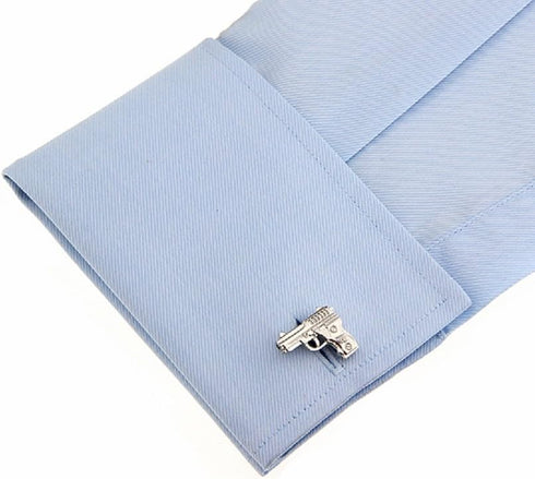 Pistol Handgun Gun Pair Cufflinks in a Presentation Gift Box & Polishing Cloth...