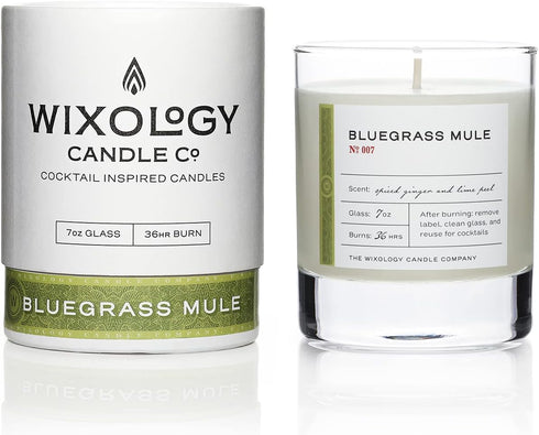 Wixology Cocktail Inspired Bluegrass Mule Soy Candle - Ginger and Lime Scented Candle in Reusable Rocks Glass - Made in Kentucky - 7 oz (Ginger & ...