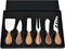 6-Piece Cheese Knife Set, Cheese Knives Cheese Knife Set Wooden Handle Stainless Steel Cheese Slicer Fork Spreader for Cheese Butter Pizza Cake Cu...