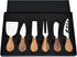 6-Piece Cheese Knife Set, Cheese Knives Cheese Knife Set Wooden Handle Stainless Steel Cheese Slicer Fork Spreader for Cheese Butter Pizza Cake Cu...