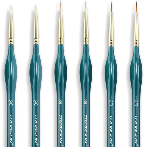 Transon Detail Thin Paint Brush Set 6pcs for Model Minature Craft and Art Painting Green...