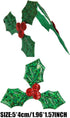 100 Pack Christmas Holly Leaves and Berries Appliques Laser Confetti Fabric Embellishment for Tree, Stocking, Scrapbook, Wreath, Cards Decorations...