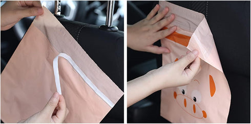 Car Trash Bags, 60pcs Easy Stick-On Disposable Car Garbage Bags, Waterproof Leak Proof Barf Vomit Bags, Self Adhesive Cleaning Bags, Kitchen Stora...