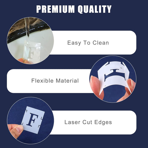 AIEX 43pcs 1 Inch Letter and Number Templates, Reusable Plastic Uppercase Letter Stencils Alphabet Stencils Punctuation Marks Symbol Numbers Craft...