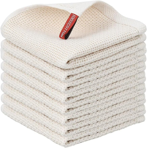 Nialnant 100% Cotton Kitchen Towels Set of 8,Waffle Weave Dish Cloths for Washing Dishes,Extra Soft Dish Rags,Absorbent Cleaning Rags-12x12 Inch,B...