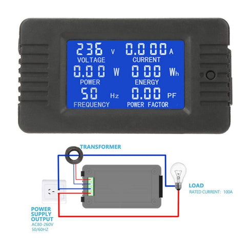 Digital Voltmeter, PZEM-022 AC Multifunction Digital Meter Power Energy Voltage Current Multimeter Ammeter Voltmete Tester 100A...