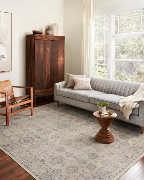 Loloi Hathaway Collection HTH-04 Beige/Multi 2'-6" x 7'-6", .25" Thick Runner Rug, Soft, Durable, Printed, Modern, Low Pile, Non-Shedding, Easy Cl...