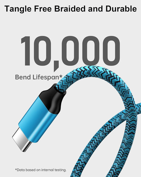 Android Charger Cord, USB-C Fast Charging Cable for Samsung Galaxy S25 S24 S23 Ultra Plus A15 A14 A13 Braided Auto Car Cargador Wire, iPhone 15 Pr...