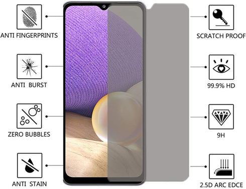 VIESUP Anti-spy Privacy Screen Protector, 2pack Anti-peep No Bubble Tempered Glass Film for Samsung Galaxy A32 5G / A12...