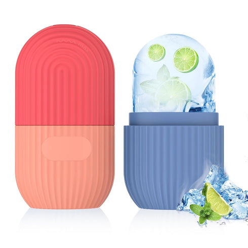 2pcs Ice Roller for Face and Eye, Silicone Ice Facial Roller Ice Holder, Face Ice Mold Skin Care, Face Icers Reusable Ice Cube Roller for Shrink P...