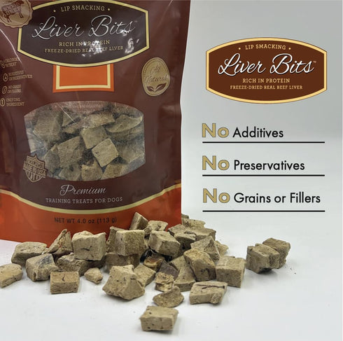 Liver Bits Treats for Dogs - Freeze Dried Training Treats - 100% Natural Raw Beef Liver - High in Protein 4 oz...