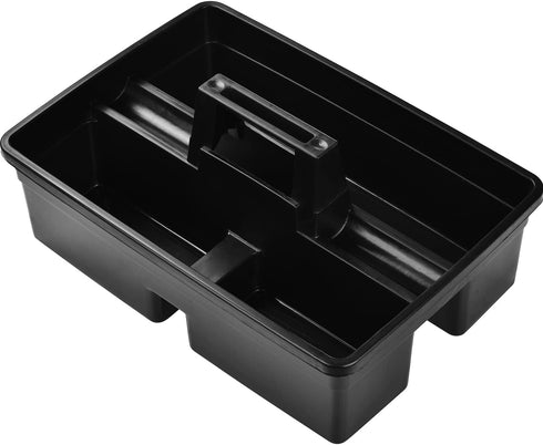 3-Compartment Plastic Cleaning Caddy Basket – Stackable Large Commercial Quality Plastic Tool Organizer Bucket with Handle, Black...
