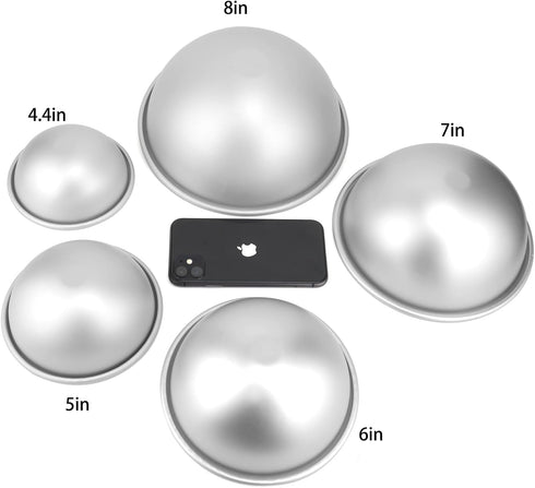 5 Inch Dome Cake Pan, 2 PCS Half Ball cake pan, Hemisphere Cake Mold, Kids DIY 3D Soccer Cake Pan, Aluminum Alloy Cake Molds Nonstick Baking Tools...