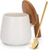 Ceramic Coffee Mug,Tea Cup for Office and Home,14 Oz Cup with Lid and Coffee Spoon, Fathers Day, Birthday Gifts for Women and Men, 1 Pack (White)...