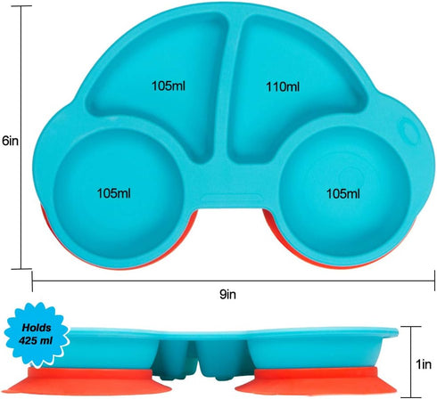 Toddler Plates, Portable Baby Plates for Toddlers, BPA-Free Strong Suction Plates for Toddlers, Dishwasher and Microwave Safe Silicone Placemat 10...