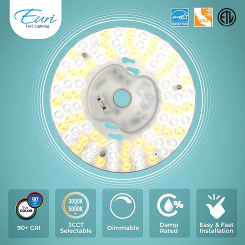 Euri Lighting EMP-2000cec-20, Dimmable LED Light Engine, 6.69" Diameter, 20W (120W Equal), 1800lm, 3000K, 4000K, 5000K, 90+ CRI, Energy Star, CEC ...