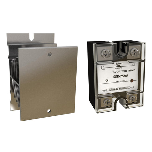 Solid State Relay SSR-25AA, AC to AC, Input 80-280V AC Output 24-480V AC,with Heat Sink...