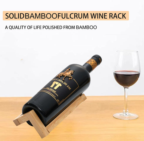 Single Wine Bottle Holder, Personalized Bamboo Wine Bottle Holder Stand Display Table Top Wine Rack Countertop Wine Holders Organizer for Dining T...