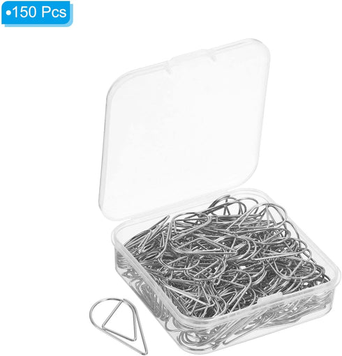 MECCANIXITY 150 Pieces Metal Paper Clip Drop-Shaped with Box 1 Inch Silver Tone for Crafts Organize Office Home...