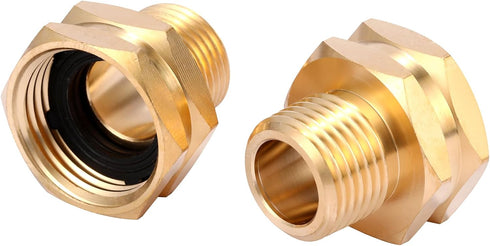 Garden Hose Adapter,3/4" GHT Female to 1/2" NPT Male Connector, Brass Garden Hose Convert Adapter Fitting, Garden Hose Thread to 1/2" Male Pipe Th...