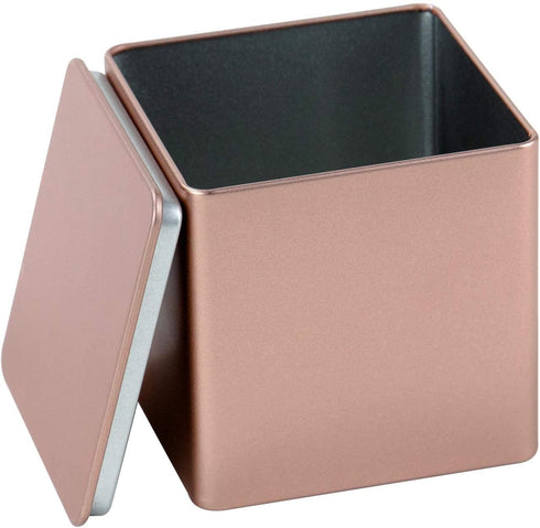 Tianhui Square Tin Can Empty Cube Steel Box Storage Container kit 65mm Series for Treats, Gifts, Favors, Loose Tea, Coffee and Crafts, Rose Gold, ...