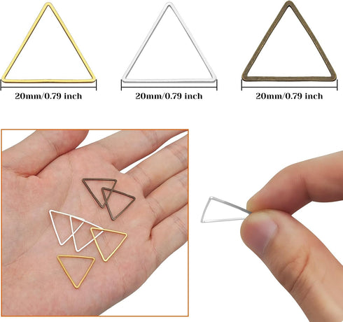 180pcs Earrings Beading Hoop 20mm Triangle Earring Hoops Beading Hoop Earrings Finding Triangle Linking Rings for DIY Jewelry Making Finding, Earr...